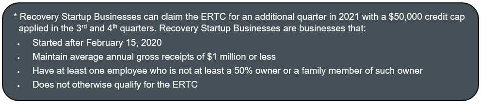 Recovery Start Up Businesses and the ERTC